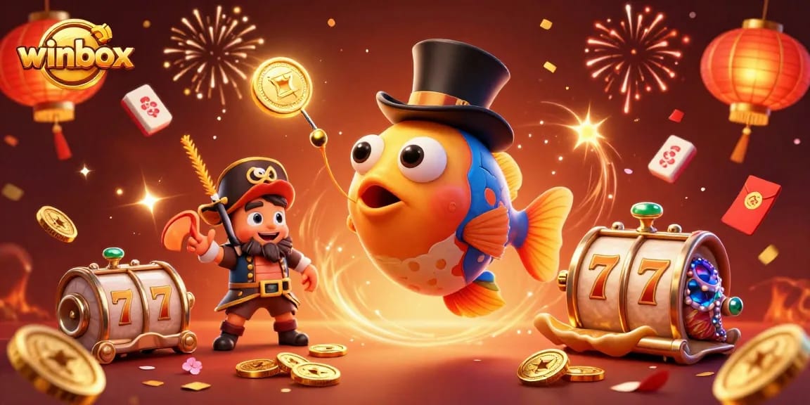 Winbox players enjoy vibrant 3D illustration with anglerfish, shrimp, and treasures in a casino