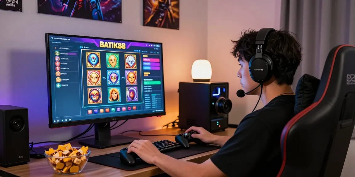 Gamer menikmati pengalaman bermain di BATIK88 GACOR dengan antarmuka slot yang menarik dan suasana yang nyaman.
