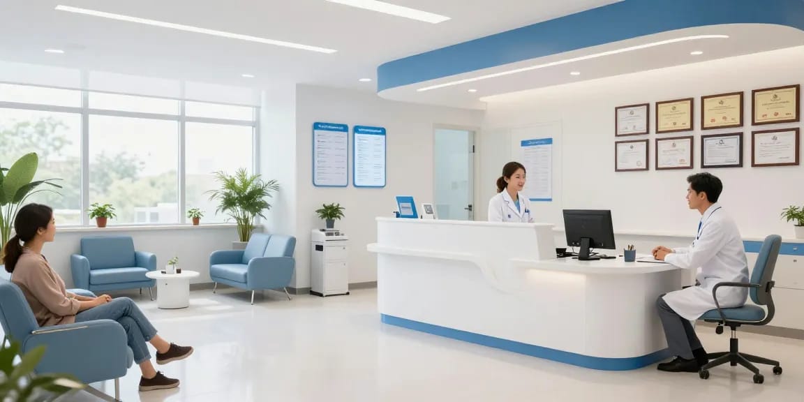 Hair transplant Turkey consultation at a modern healthcare clinic.
