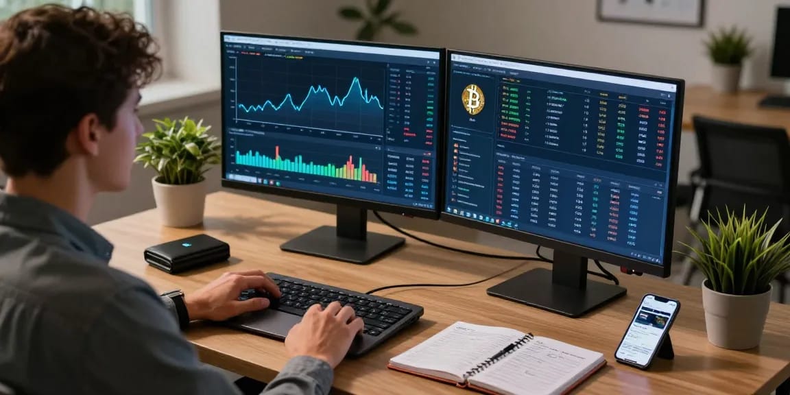 Oklo stock displayed on crypto trading screens with market analytics and blockchain technology insights.