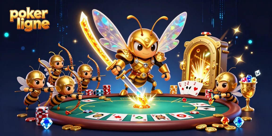 Jouer au poker en ligne avec un personnage de cartoon dans une scène riche en détails