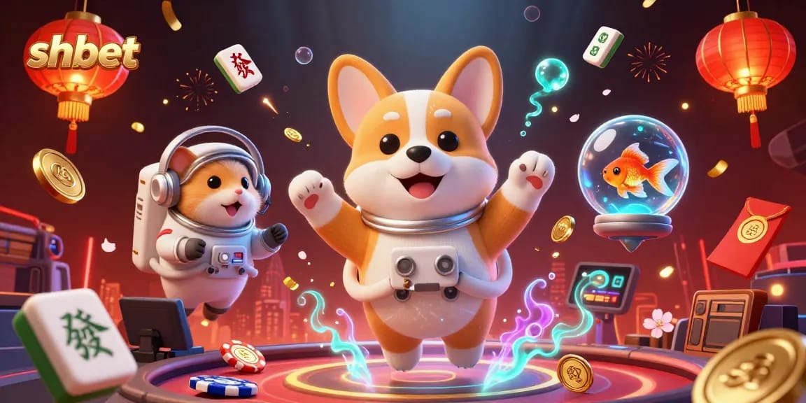shbet offers thrilling gameplay with a cartoon astronaut corgi in a vibrant space casino adventure