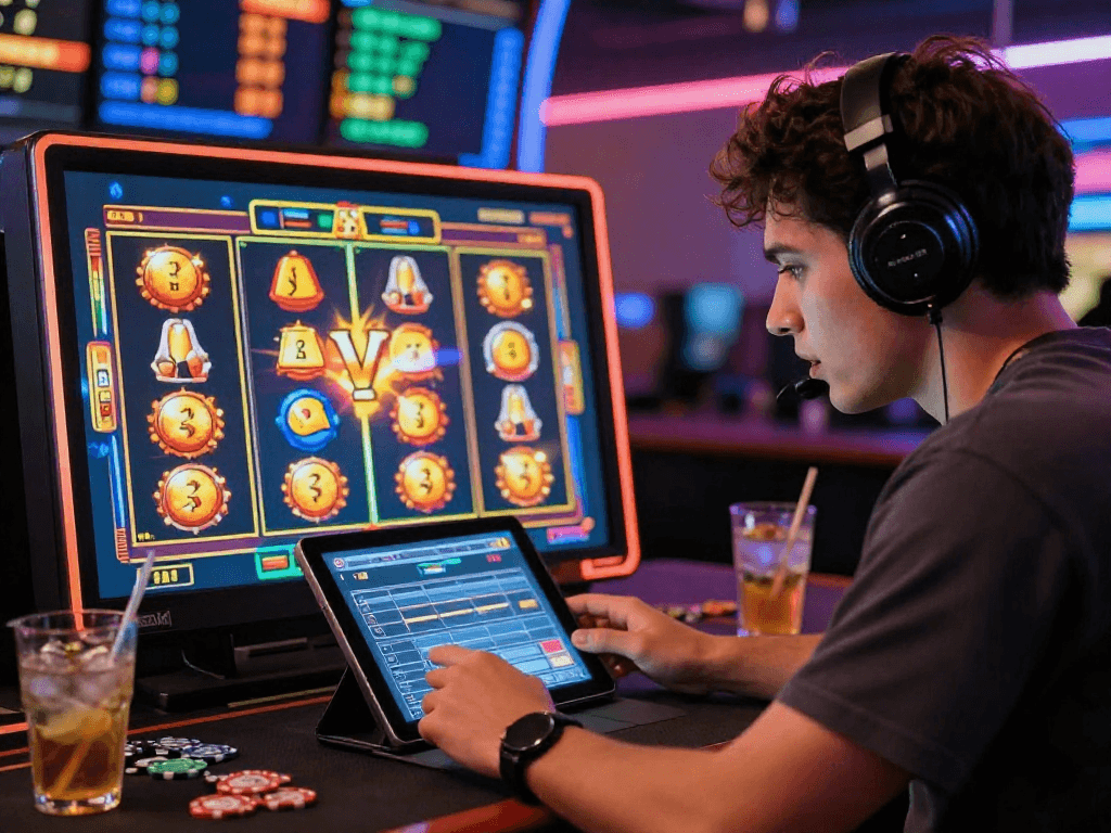 Engaged player exploring login togel on a vibrant online gaming platform, captivated by exciting slot games.