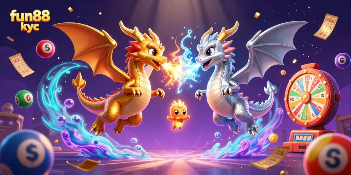 Trải nghiệm cá cược hấp dẫn tại fun88 kyc với hình ảnh rồng và các trò chơi may mắn.