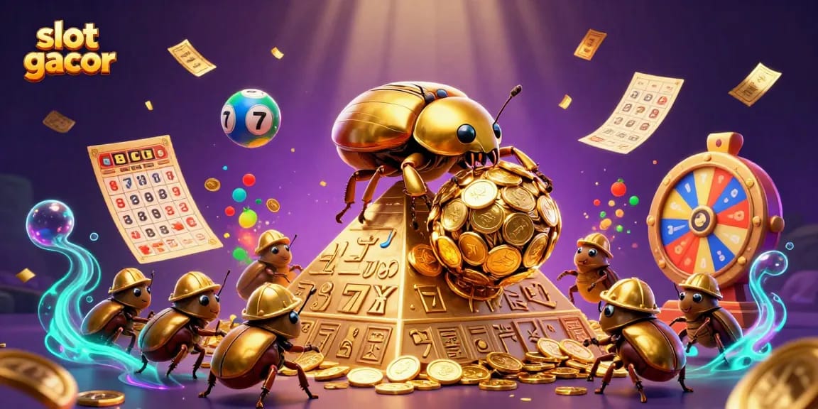 Engage in thrilling gameplay at slot gacor with vibrant slot reels and golden coins showering down.
