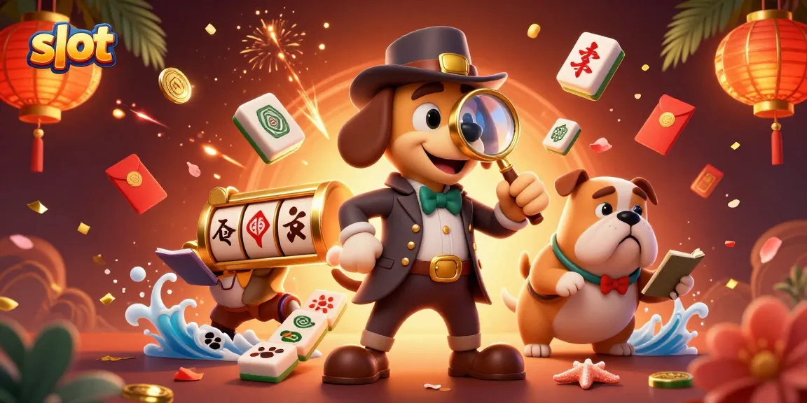 Spin the slot reels with excitement in this vibrant 3D casino illustration full of action and clues.