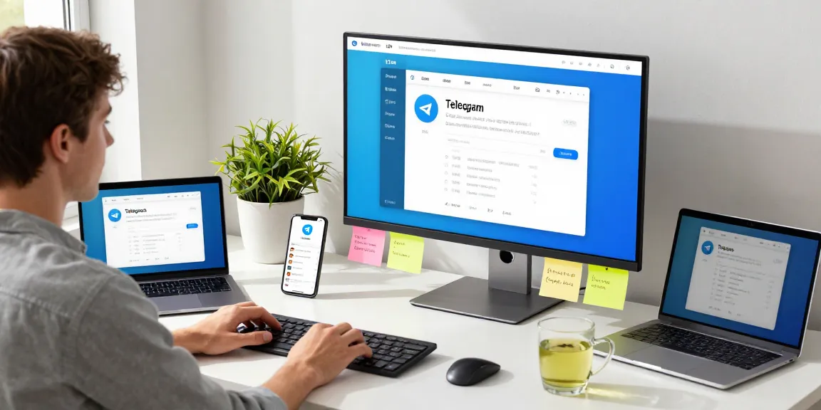 Using the Telegram Chinese web version in a modern workspace featuring a user engaging with the platform.