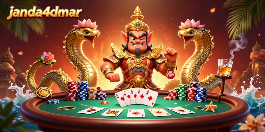 Memenangkan permainan kartu dengan janda4dmar, penjaga kuil Thailand mengawasi taruhan di meja poker.
