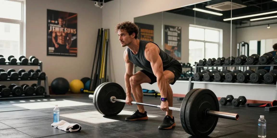 A dedicated athlete lifting weights at Driada Shop's modern gym, showcasing strength and fitness.