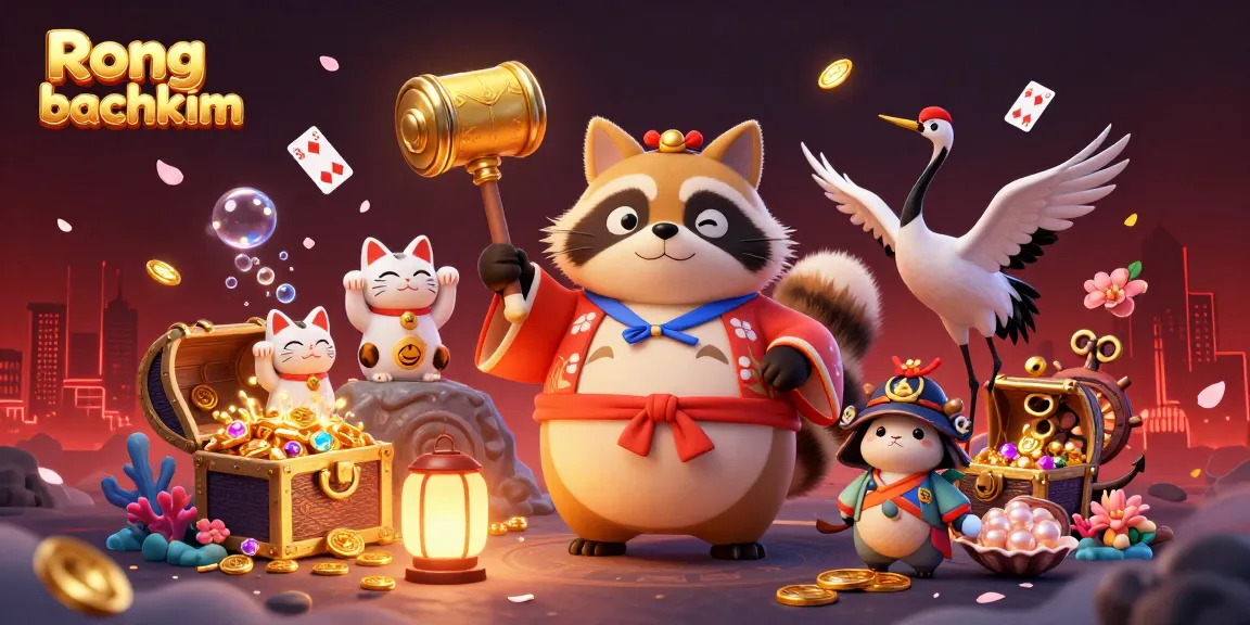 Experience the excitement of Rong bachkim as vibrant characters celebrate with winning jackpots and festive elements in a lively casino scene.
