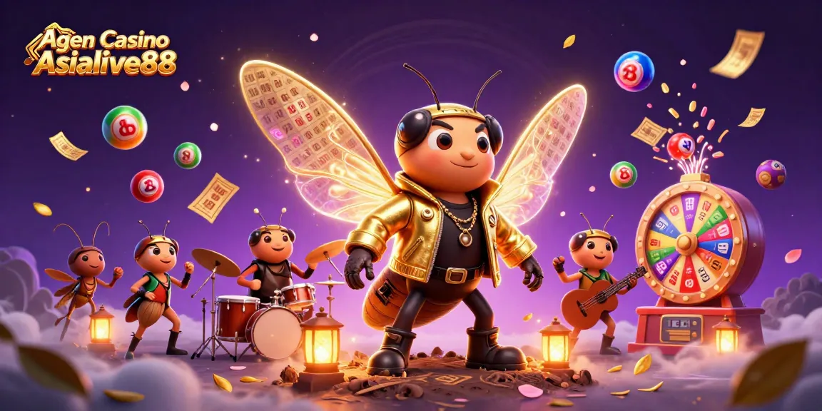 Agen Casino Asialive88 reveals vibrant lottery elements and characters celebrating big wins in an engaging digital casino scene.