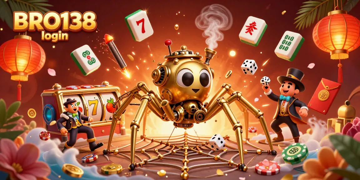 Join the action and experience BRO138 login with dynamic slot games, golden spider, and festive elements.