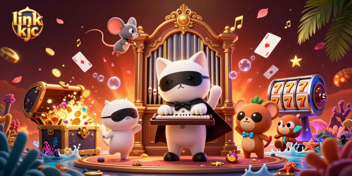 Experience fun games at link kjc with a vibrant, rich 3D casino scene featuring unique characters and elements.