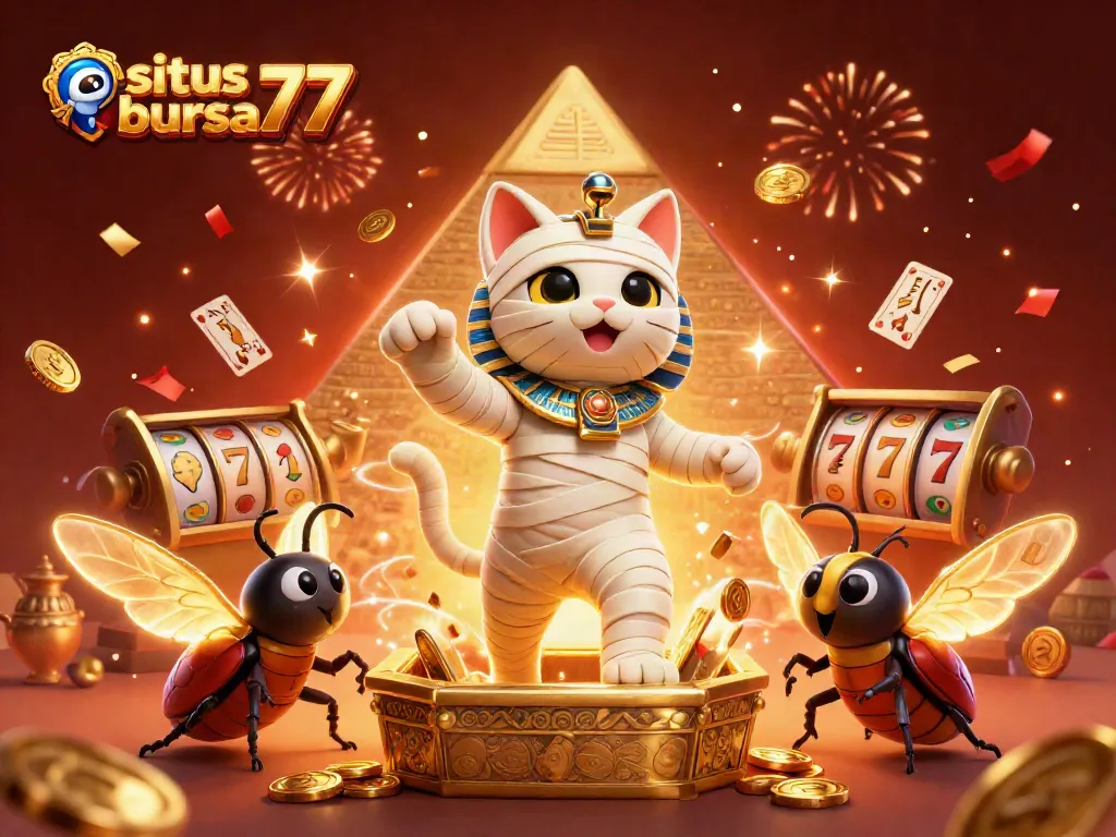 Slot menarik di situs bursa777 dengan mumi Mesir beraksi dan kartu permainan antik, siap menangkan jackpot!