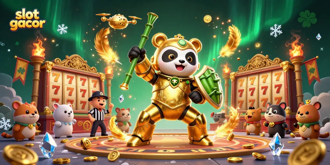 Experience thrilling slot gacor action in this vibrant 3D casino illustration with dynamic characters and elements.