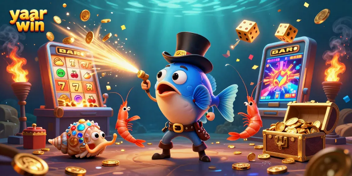 Experience thrilling jackpots and wins with yaar win in this vibrant 3D underwater casino scene.