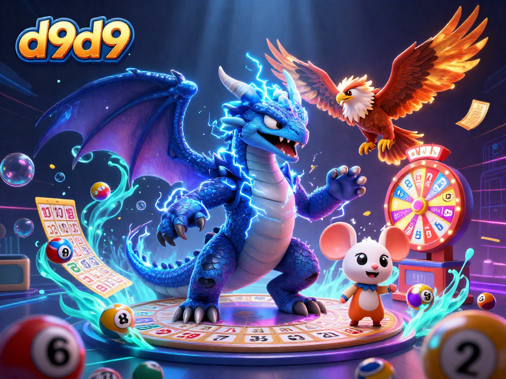 Maglaro ng d9d9 habang pinalilibutan ng masiglang lottery balls at malaking spinning prize wheel.