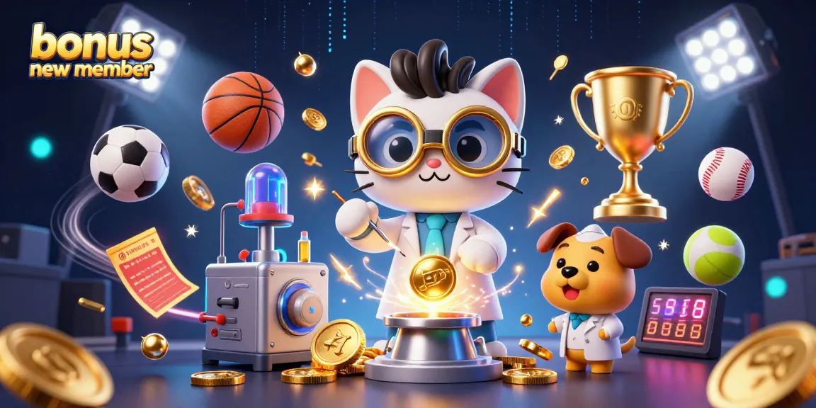Engage with bonus new member rewards at a vibrant casino adventure featuring animated characters and sports themes.
