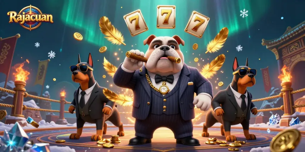 Experience gaming thrills with Rajacuan's 3D scene of a mafia bulldog and Doberman bodyguards.