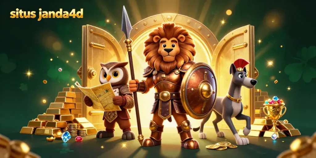 Gambaran situs janda4d dengan karakter menarik dan elemen kasino yang meriah.