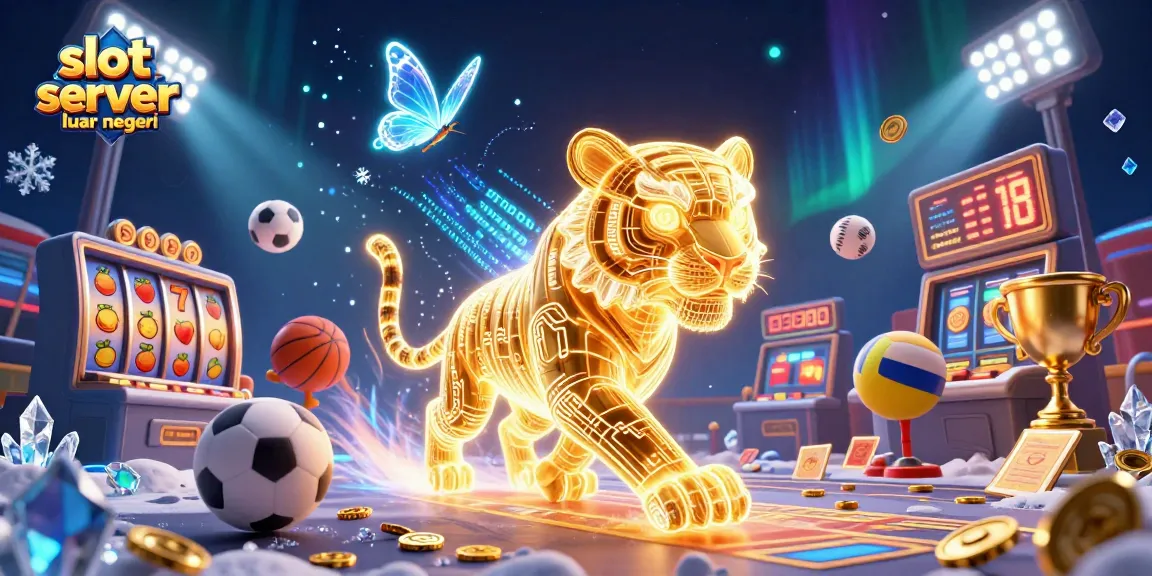 Spin the reels of slot server luar negeri with a golden tiger amidst dazzling casino elements.