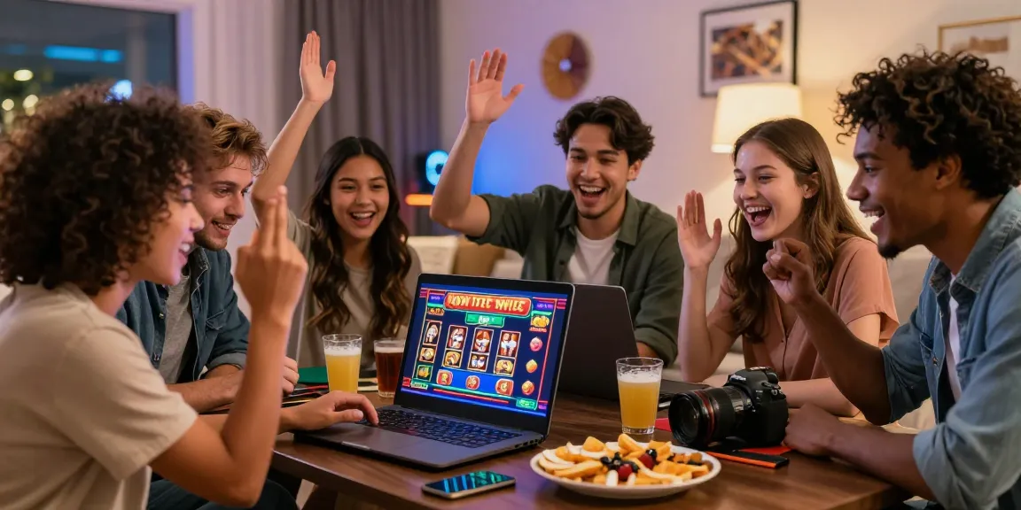 Des amis s'amusant chez eux en découvrant les jeux de meilleur casino en ligne avec enthousiasme.