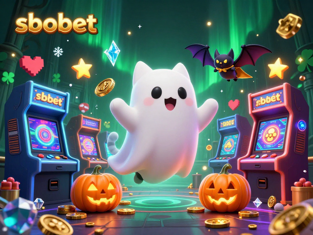 Experience sbobet thrills with a ghost cat and vampire bat in a haunted casino.