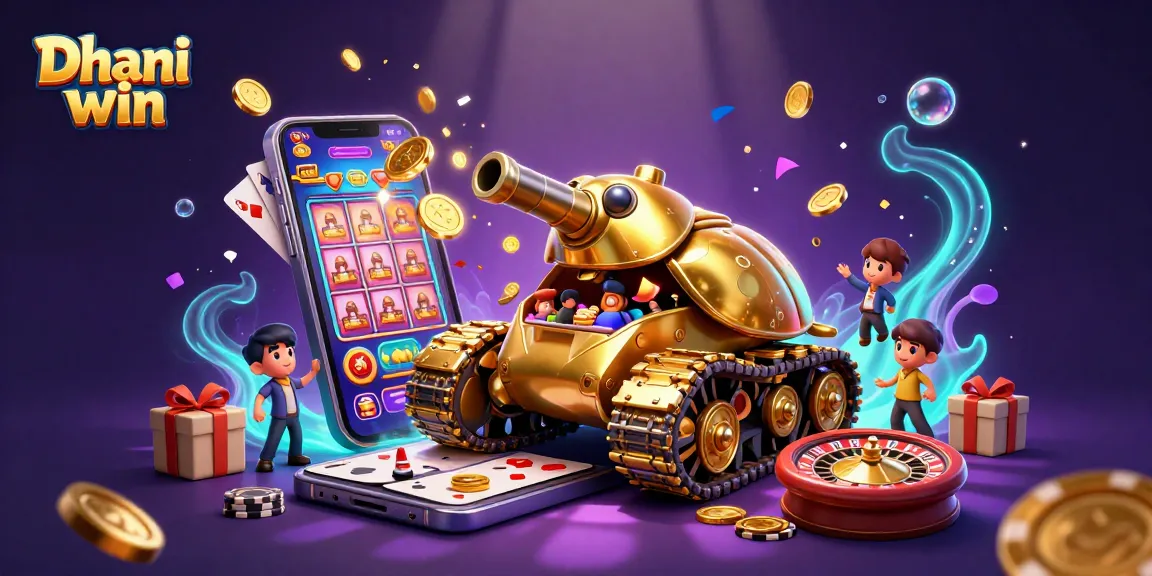 Dhani win showcases a thrilling gaming experience with a vibrant 3D depiction of a casino tank and exciting game elements.