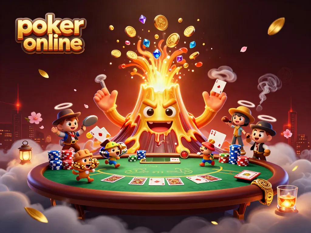 Play poker online with excitement as winning animals escape treasure from a golden volcano.