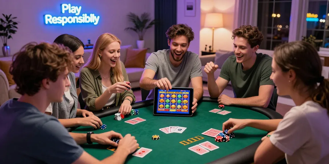 Exciting online casinos Australia scene with friends playing tabletop games, showcasing vibrant graphics and lively atmosphere.