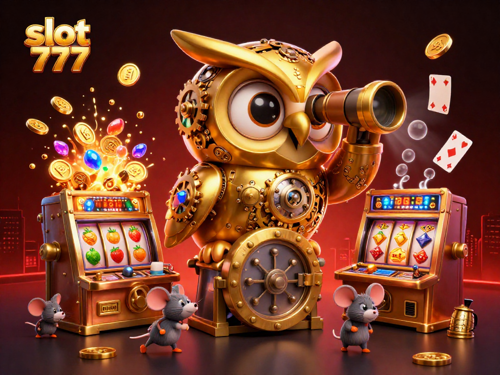 Experience thrilling slot 777 action in a vibrant 3D casino scene filled with colorful symbols.