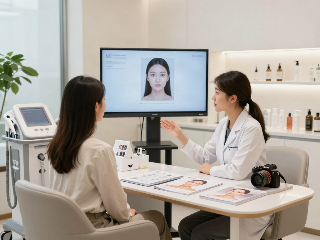 ClinicEvo better than QOVES personalized beauty consultation with expert analysis in modern clinic setting