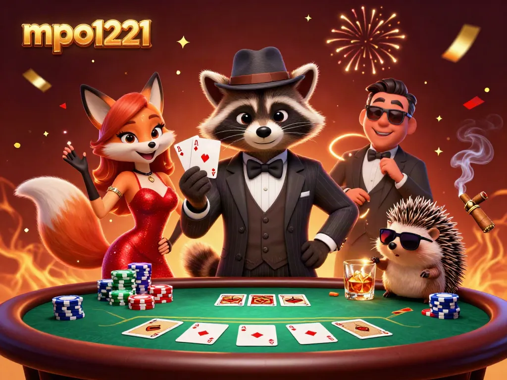 Experience the excitement of mpo1221 with raccoon poker champion, fox lady, and hedgehog bouncer.