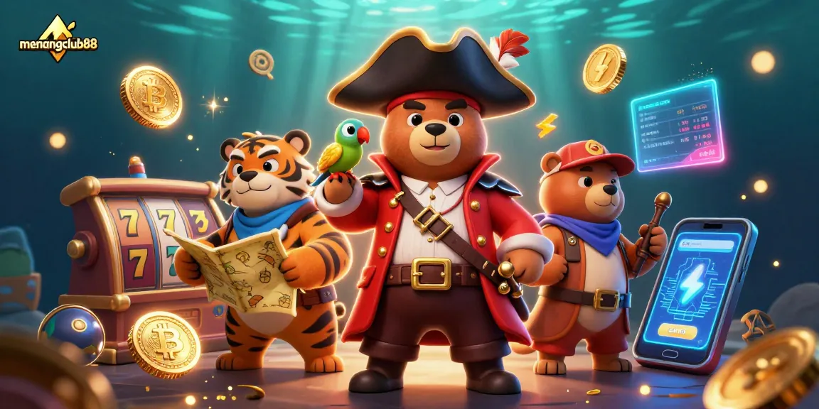 Experience winning strategies with menangclub88, featuring an exciting casino adventure with characters and jackpots.