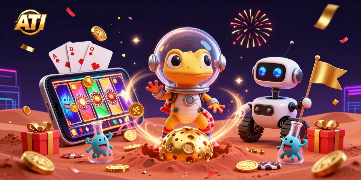 Spin and win at ATI's casino with a Martian gecko uncovering treasures.
