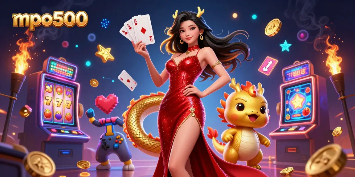 Spin into excitement with mpo500's colorful slots featuring stunning characters in an engaging casino scene.