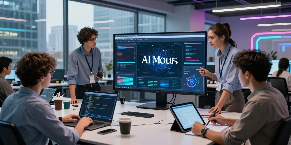 Engineers collaborating on AI Detection tools in a high-tech lab environment.