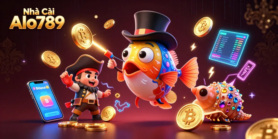 Engage with Nhà Cái Alo789 through vibrant 3D gaming elements and treasure characters in a dynamic casino setting.