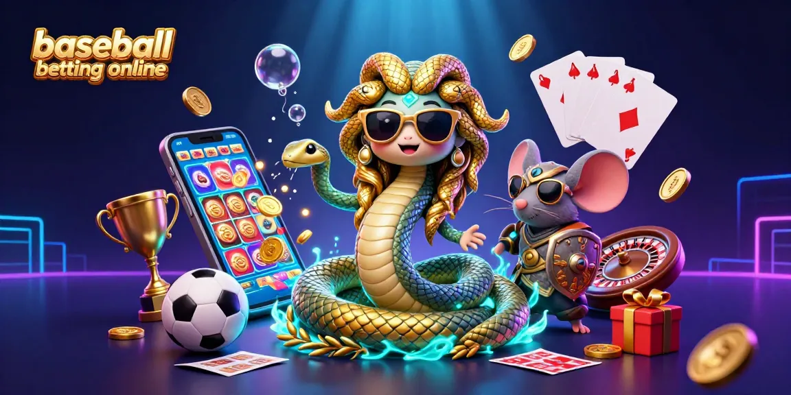 Engage in baseball betting online with this vibrant 3D illustration showcasing sports elements, characters, and exciting visuals.