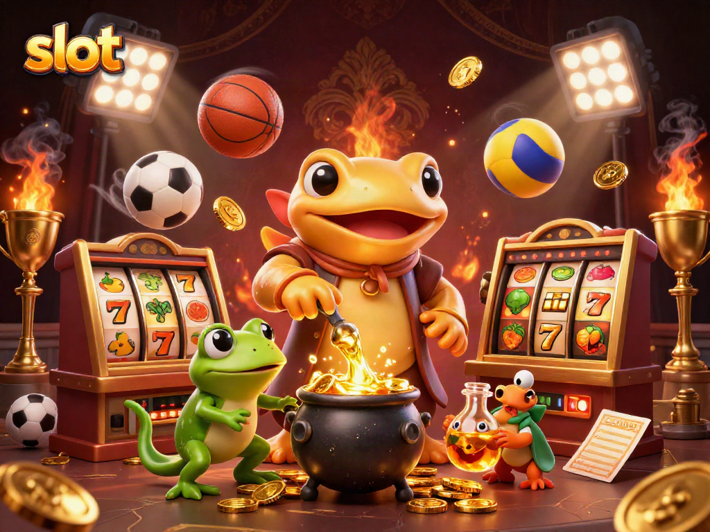 Engage with captivating slot gameplay featuring a golden salamander alchemist and magical riches.