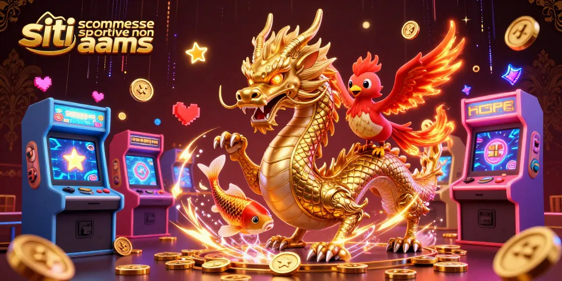 Scopri i siti scommesse sportive non AAMS con un drago dorato e pesci fortunati nel denaro.