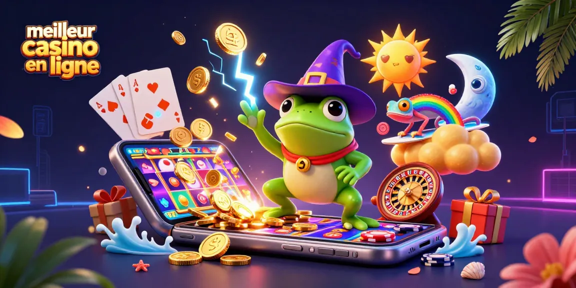 Découvrez l'excitation de meilleur casino en ligne avec des personnages vibrants et des éléments de jeu palpitants dans cette illustration 3D.