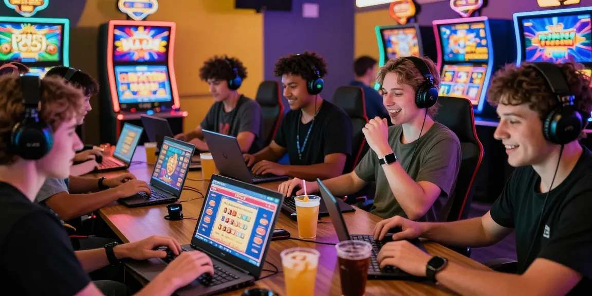 Players enjoying slot depo 1000 gaming experience in vibrant online casino setting.