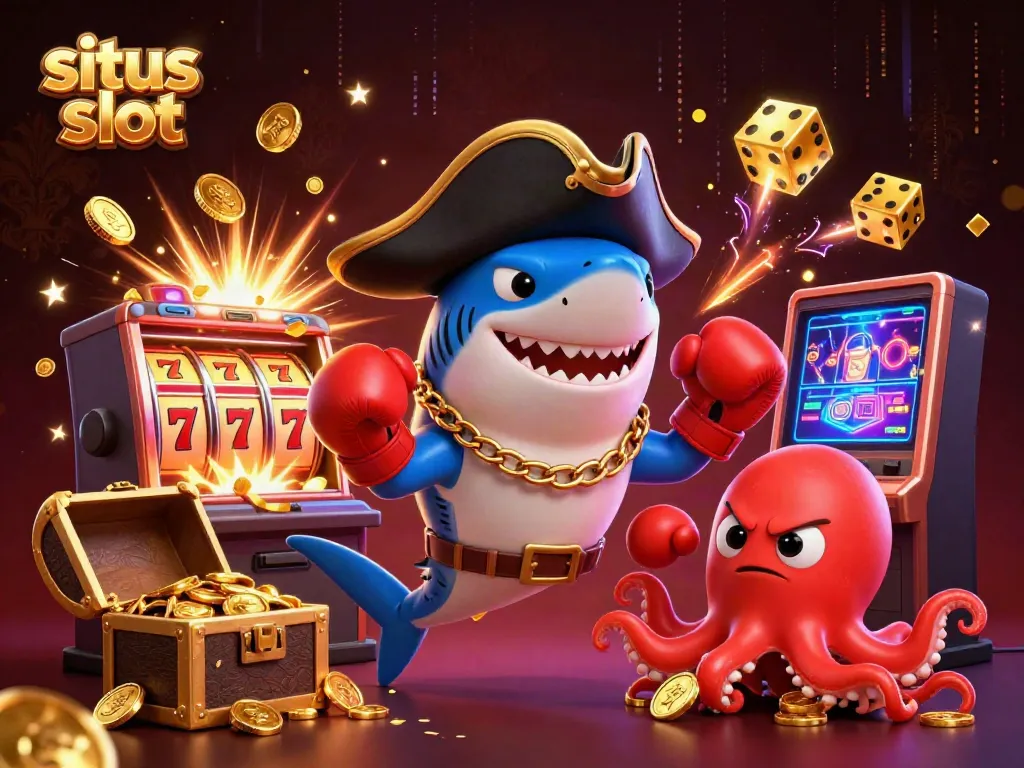 Experience the excitement with situs slot as a pirate shark, pufferfish, and octopus celebrate a jackpot!