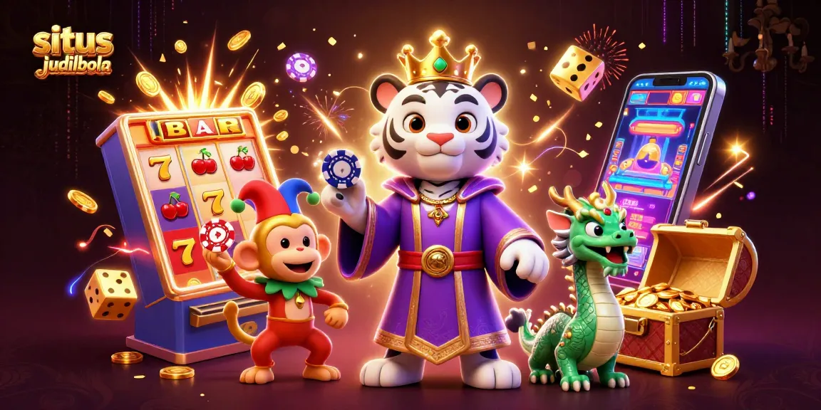 Experience the excitement of situs judi bola with a vibrant 3D illustration featuring a festive casino atmosphere.