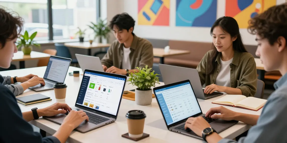Fresh dumps shop digital marketplace in a vibrant co-working space