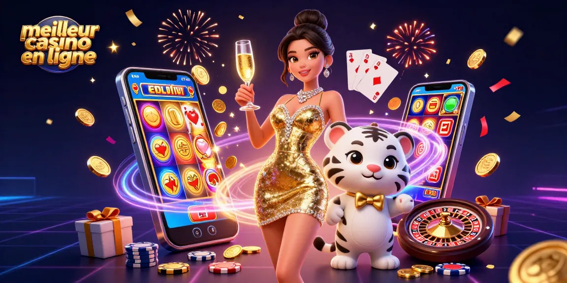 Gagnez gros avec le meilleur casino en ligne mettant en vedette une dame glamour et un tigre porte-bonheur.