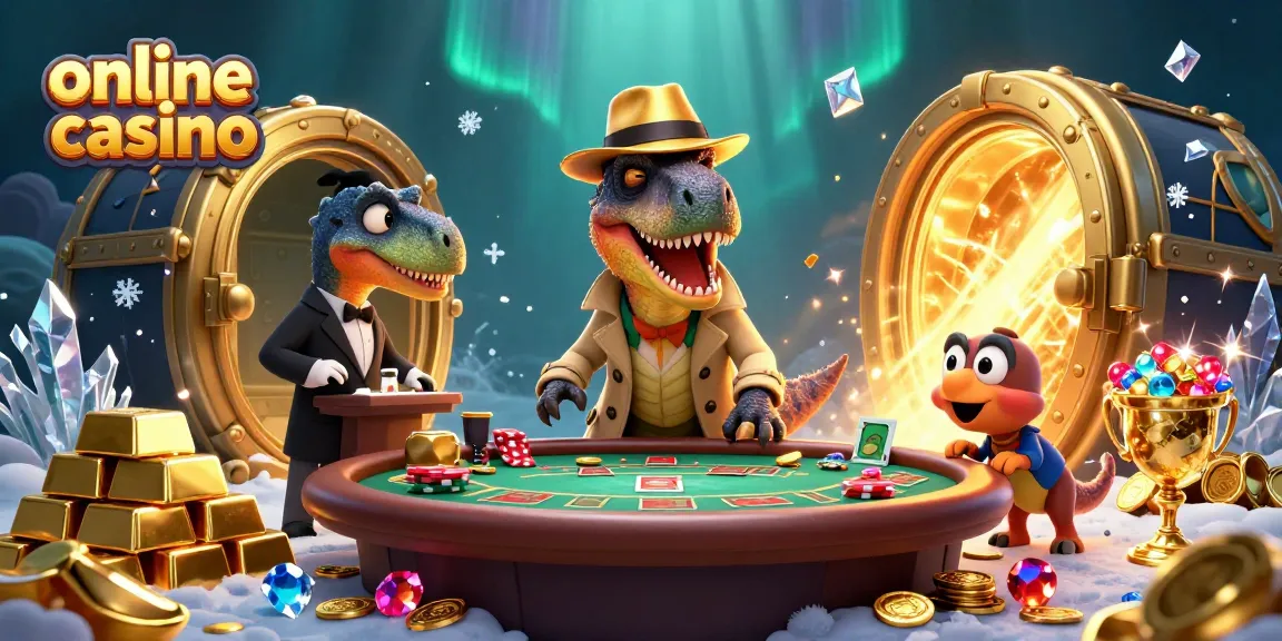 Gioca in un online casino con un velociraptor, un pit boss stegosaurus e un ladruncolo, circondati da tesori scintillanti e jackpot